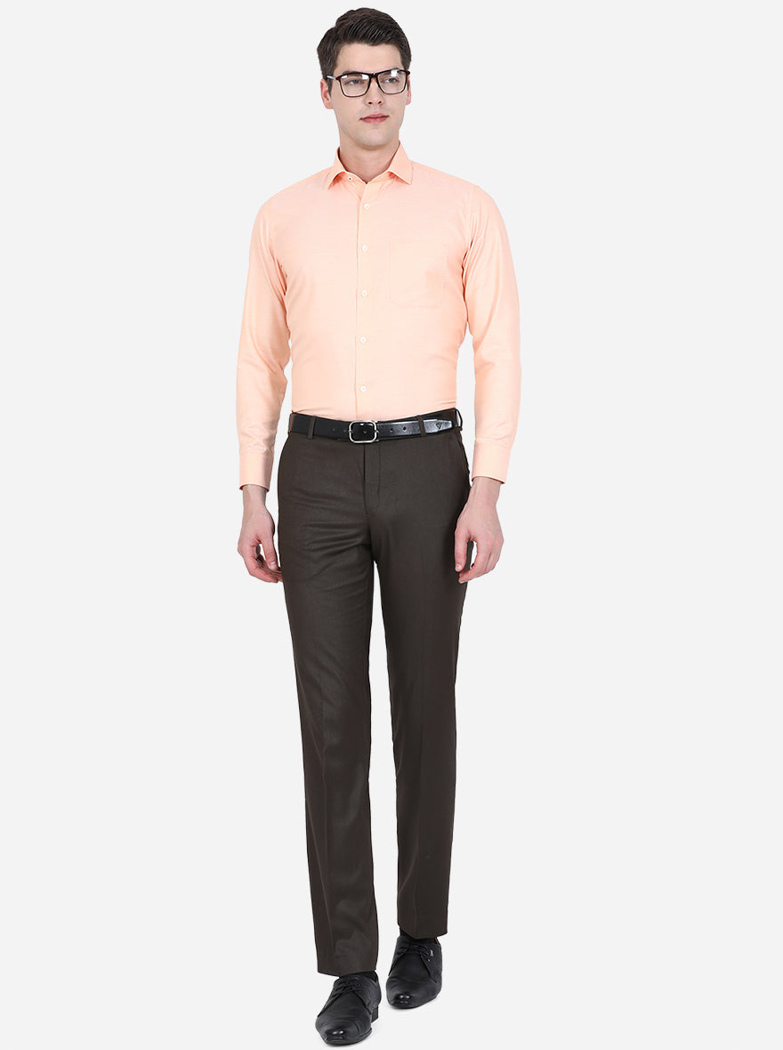 Light Orange Dobby Slim Fit Formal Shirt | Greenfibre