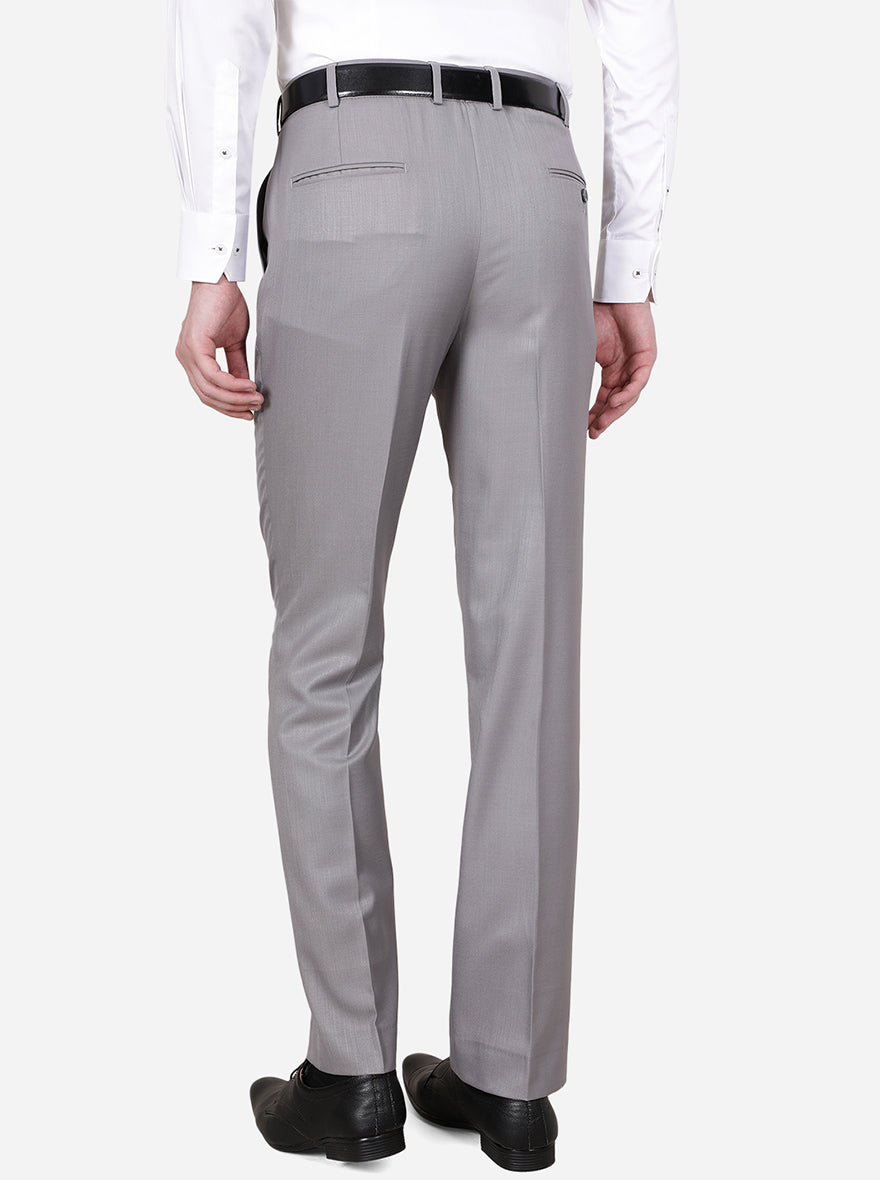 Grey Solid Classic Fit Formal Trouser | Greenfibre