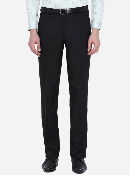 Black Solid Classic fit Formal Trouser | Greenfibre