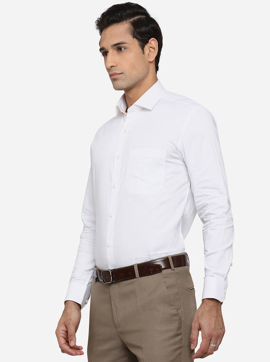 White Dobby Slim Fit Formal Shirt | Greenfibre