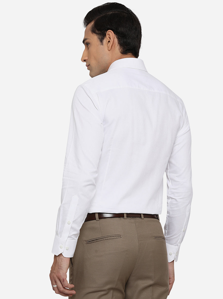 White Dobby Slim Fit Formal Shirt | Greenfibre