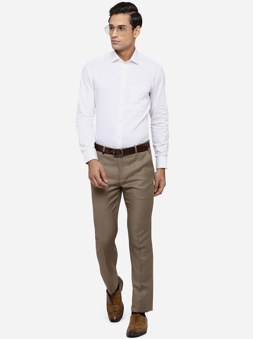 White Dobby Slim Fit Formal Shirt | Greenfibre