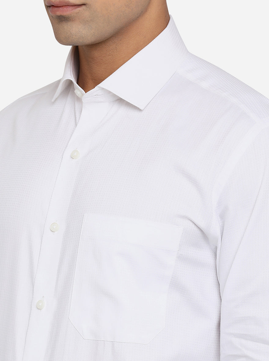 White Dobby Slim Fit Formal Shirt | Greenfibre