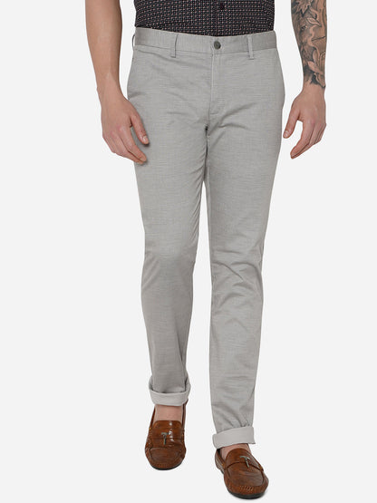 Light Grey Solid Super Slim Fit Casual Trouser | Greenfibre