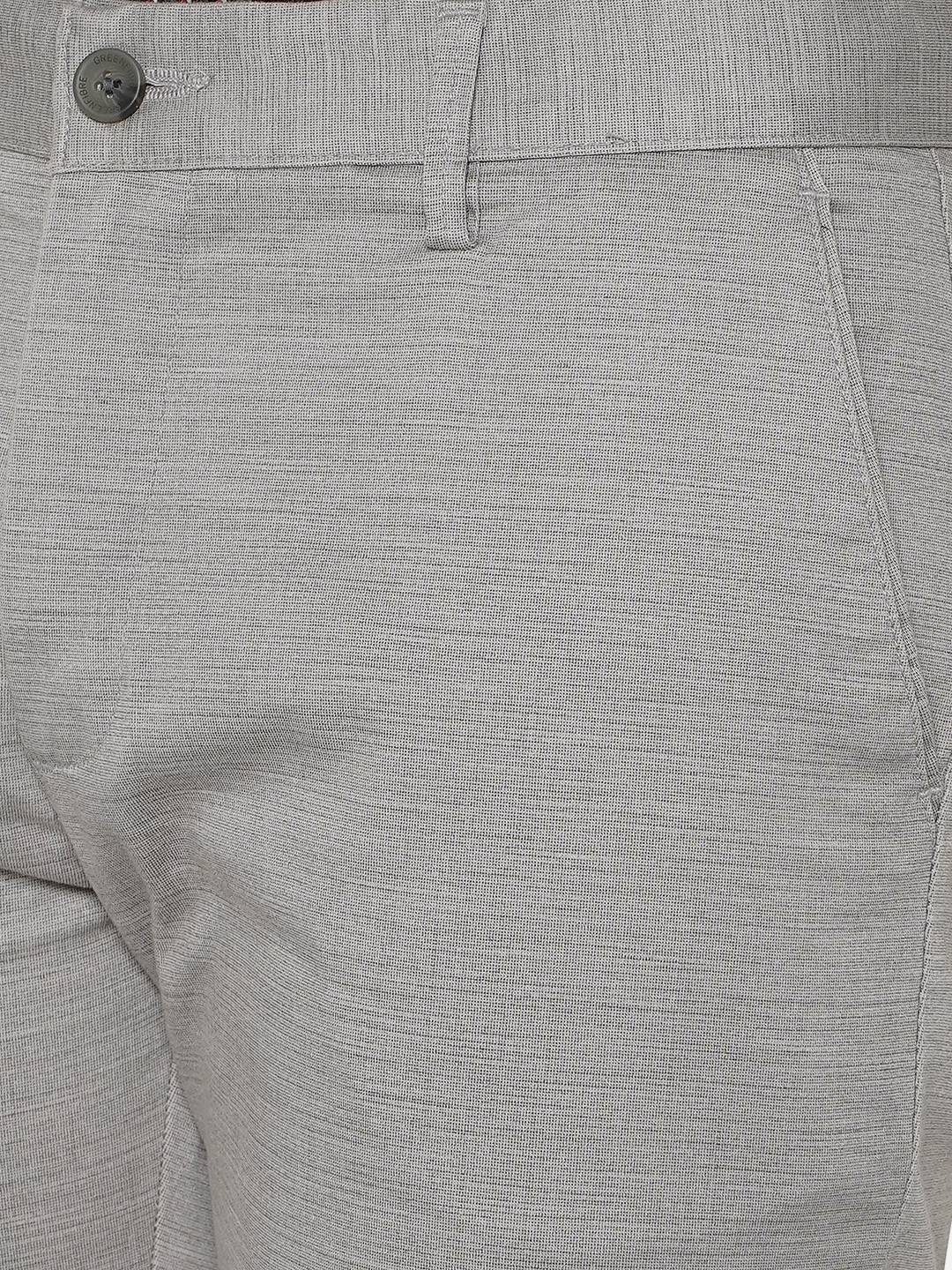 Light Grey Solid Super Slim Fit Casual Trouser | Greenfibre