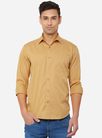 Taffy Yellow Printed Slim Fit Casual Shirt | Greenfibre