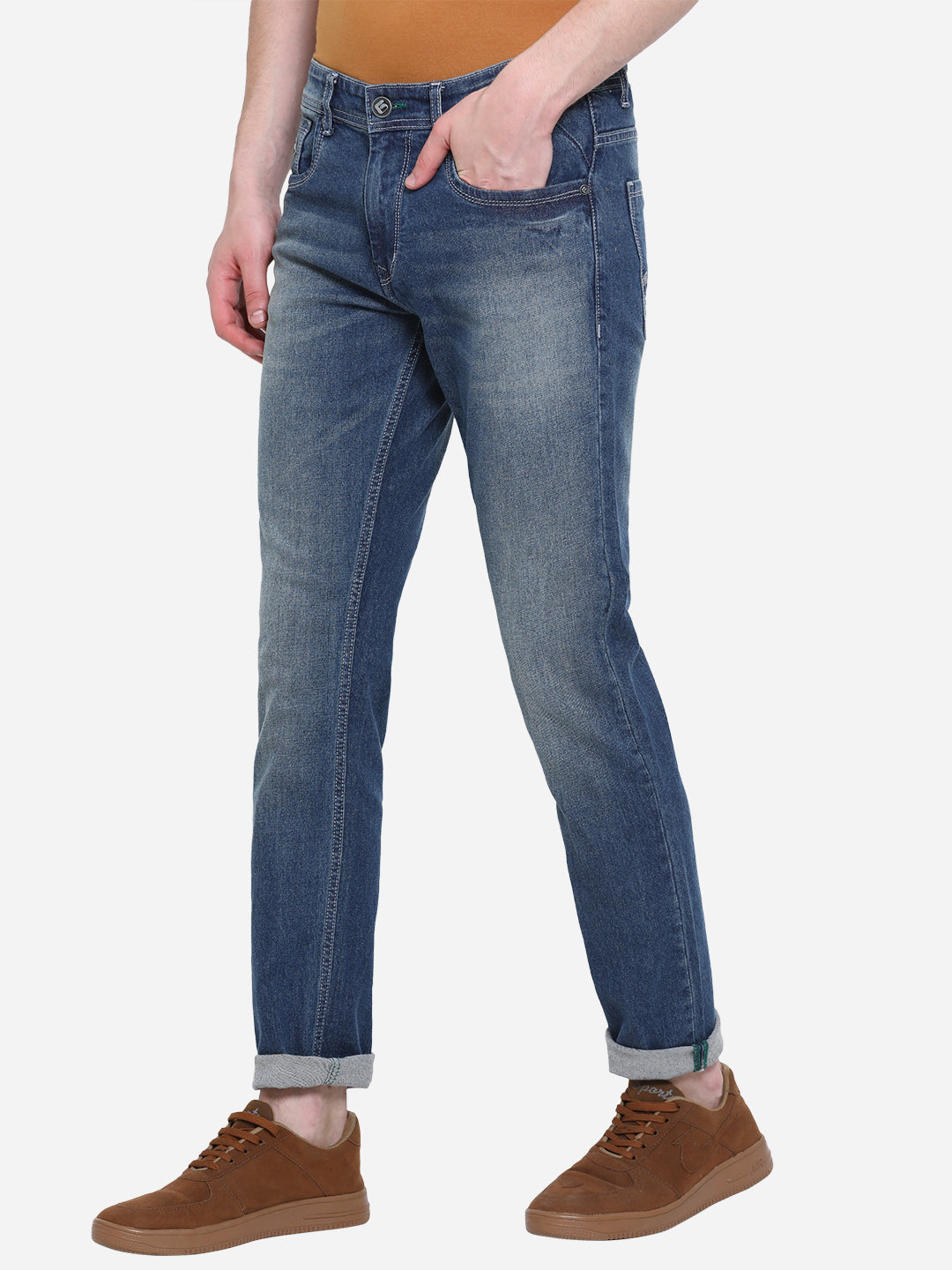 Denim Blue Washed Narrow Fit Jeans | Greenfibre