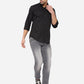 Jet Black Solid Slim Fit Casual Shirt | Greenfibre