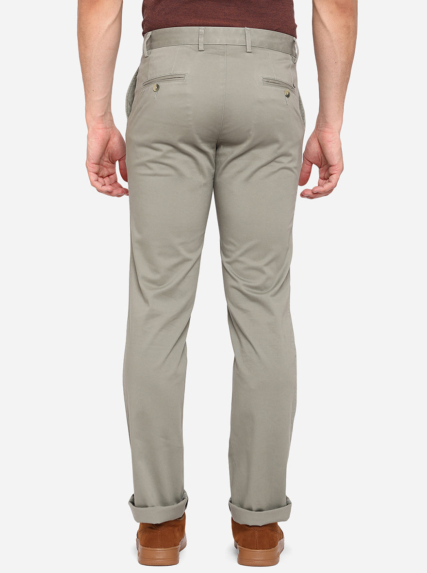 Grey Solid Slim Fit Casual Trouser | Greenfibre