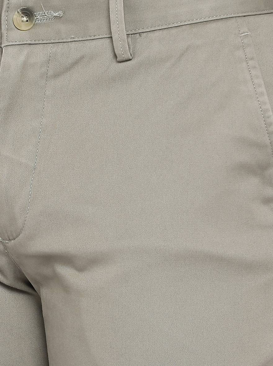 Grey Solid Slim Fit Casual Trouser | Greenfibre