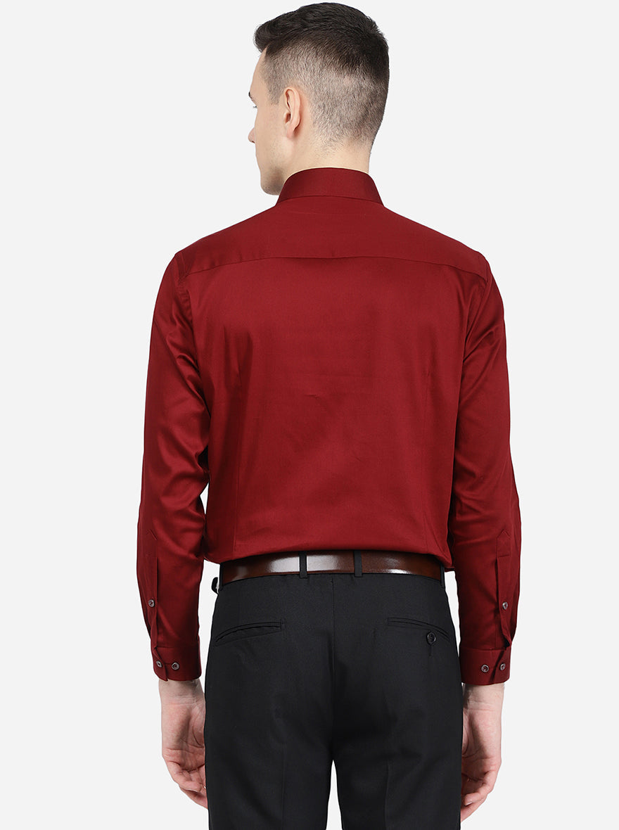 Maroon Solid Slim Fit Party Wear Shirt | Greenfibre