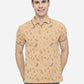 Honey Yellow Printed Slim Fit Polo T-Shirt | Greenfibre