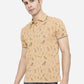 Honey Yellow Printed Slim Fit Polo T-Shirt | Greenfibre