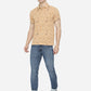 Honey Yellow Printed Slim Fit Polo T-Shirt | Greenfibre