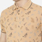 Honey Yellow Printed Slim Fit Polo T-Shirt | Greenfibre