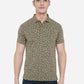 Olive Printed Slim Fit Polo T-Shirt | Greenfibre