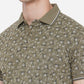 Olive Printed Slim Fit Polo T-Shirt | Greenfibre