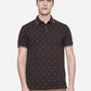 Coffee Brown Printed Slim Fit Polo T-Shirt | Greenfibre