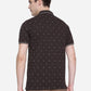 Coffee Brown Printed Slim Fit Polo T-Shirt | Greenfibre