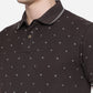 Coffee Brown Printed Slim Fit Polo T-Shirt | Greenfibre