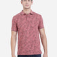 Island Pink Printed Slim Fit Polo T-Shirt | Greenfibre