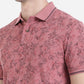 Island Pink Printed Slim Fit Polo T-Shirt | Greenfibre