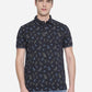 Navy Blue Printed Slim Fit Polo T-Shirt | Greenfibre