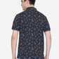 Navy Blue Printed Slim Fit Polo T-Shirt | Greenfibre