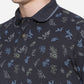 Navy Blue Printed Slim Fit Polo T-Shirt | Greenfibre