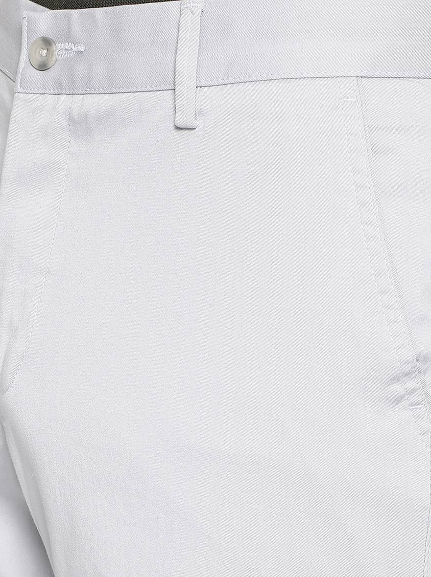 Light Grey Solid Slim Fit Casual Trouser | Greenfibre