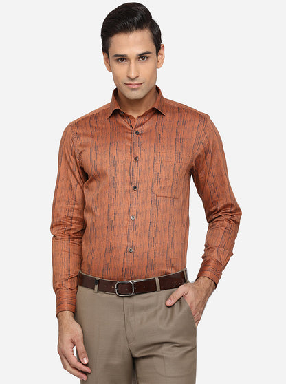 Leather Brown Printed Slim Fit Party Wear Shirt | Greenfibre