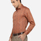 Leather Brown Printed Slim Fit Party Wear Shirt | Greenfibre