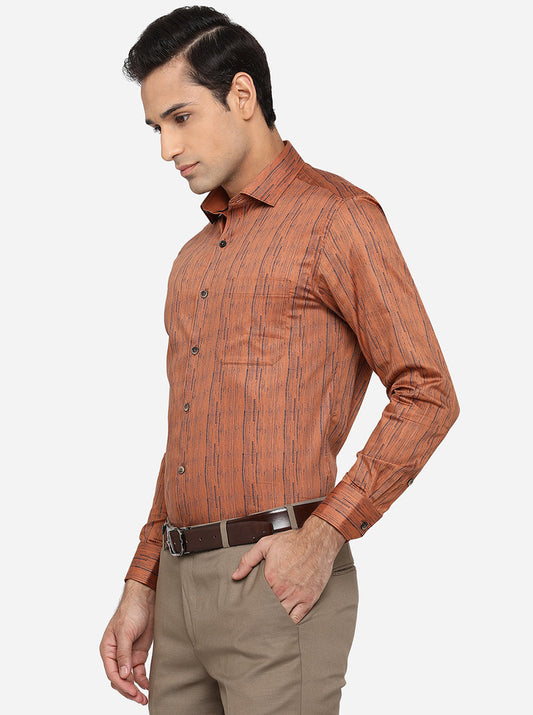 Leather Brown Printed Slim Fit Party Wear Shirt | Greenfibre