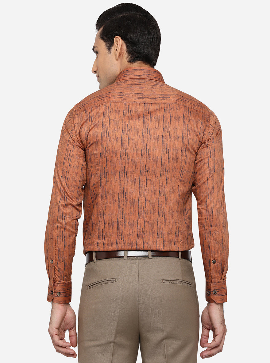 Leather Brown Printed Slim Fit Party Wear Shirt | Greenfibre