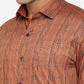 Leather Brown Printed Slim Fit Party Wear Shirt | Greenfibre