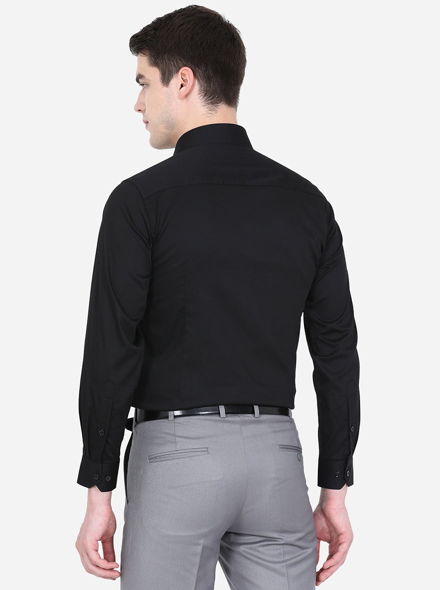 Black Solid Regular Fit Formal Shirt | Greenfibre