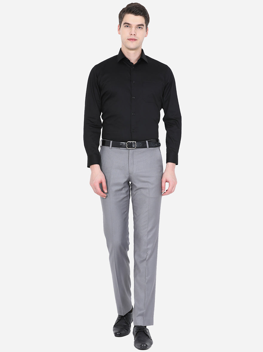 Black Solid Regular Fit Formal Shirt | Greenfibre