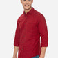 Red  Printed Slim Fit Semi Casual Shirt | Greenfibre