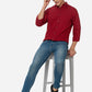 Red Printed Slim Fit Semi Casual Shirt | Greenfibre