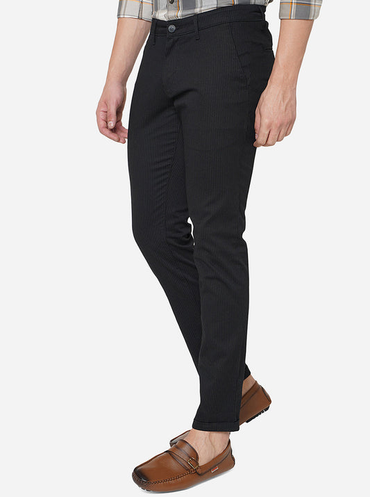 Black Solid Neo Fit Casual Trouser | Greenfibre