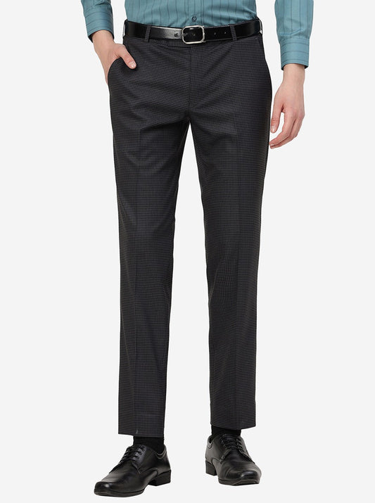 Blue Checked Super Slim Fit Formal Trouser | Greenfibre