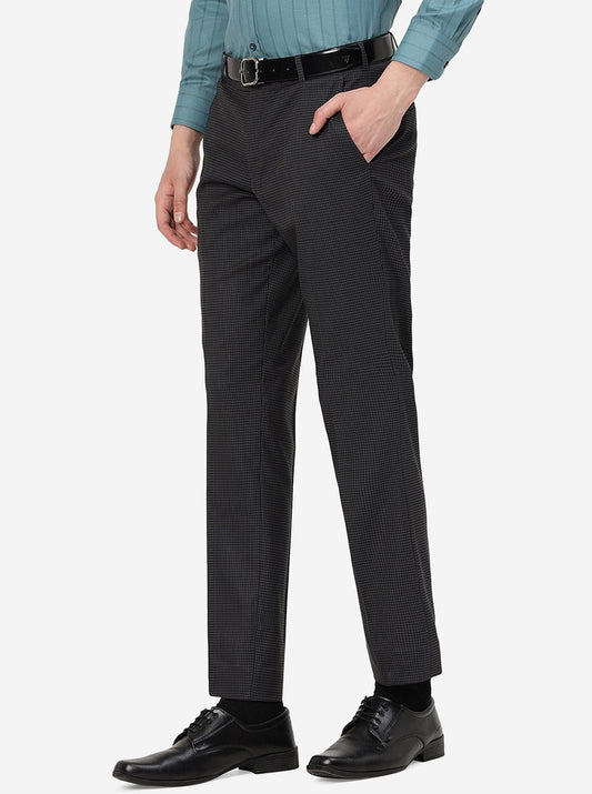 Blue Checked Super Slim Fit Formal Trouser | Greenfibre