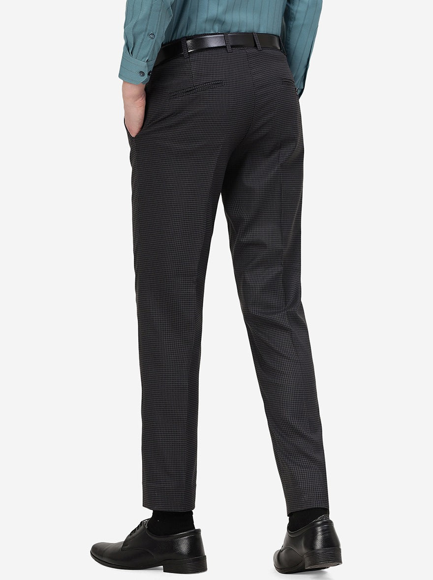 Blue Checked Super Slim Fit Formal Trouser | Greenfibre