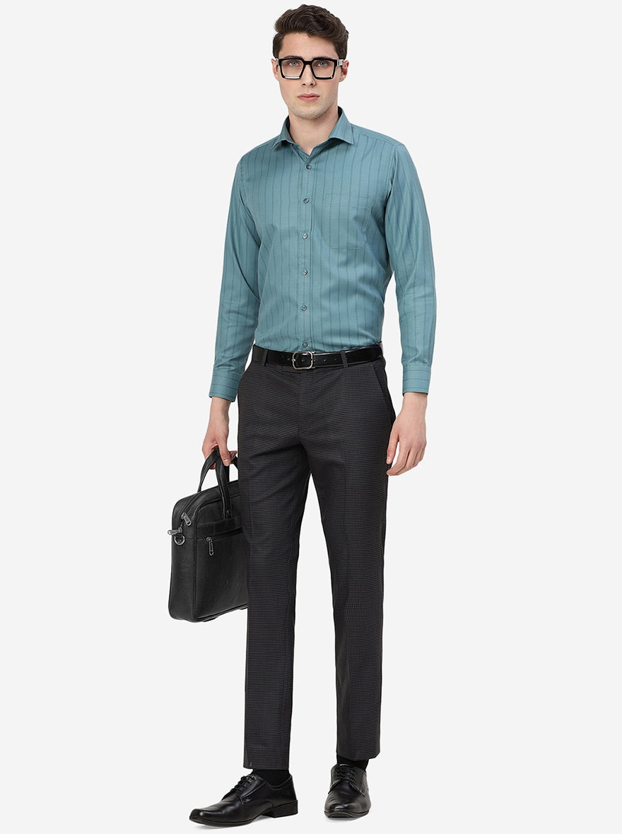 Blue Checked Super Slim Fit Formal Trouser | Greenfibre