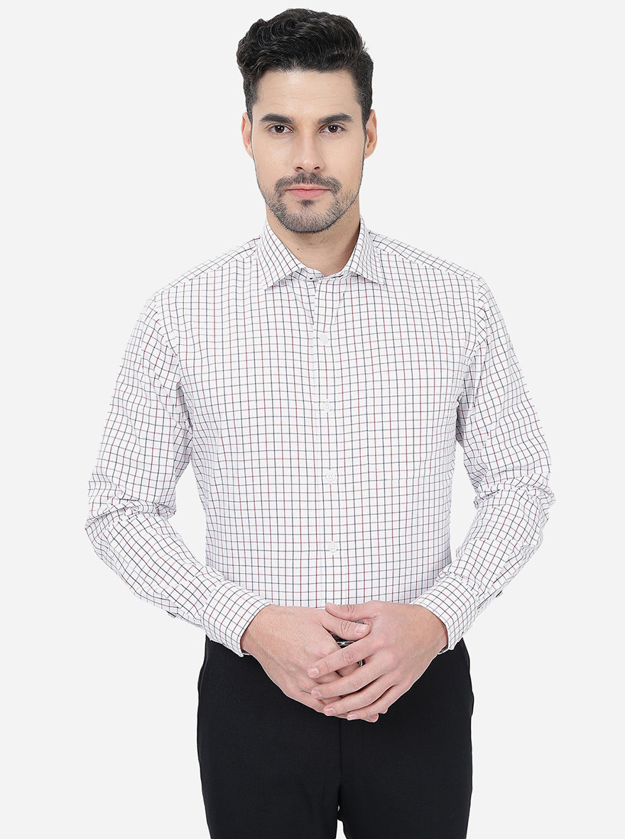 White Checked Slim Fit Formal Shirt | Greenfibre