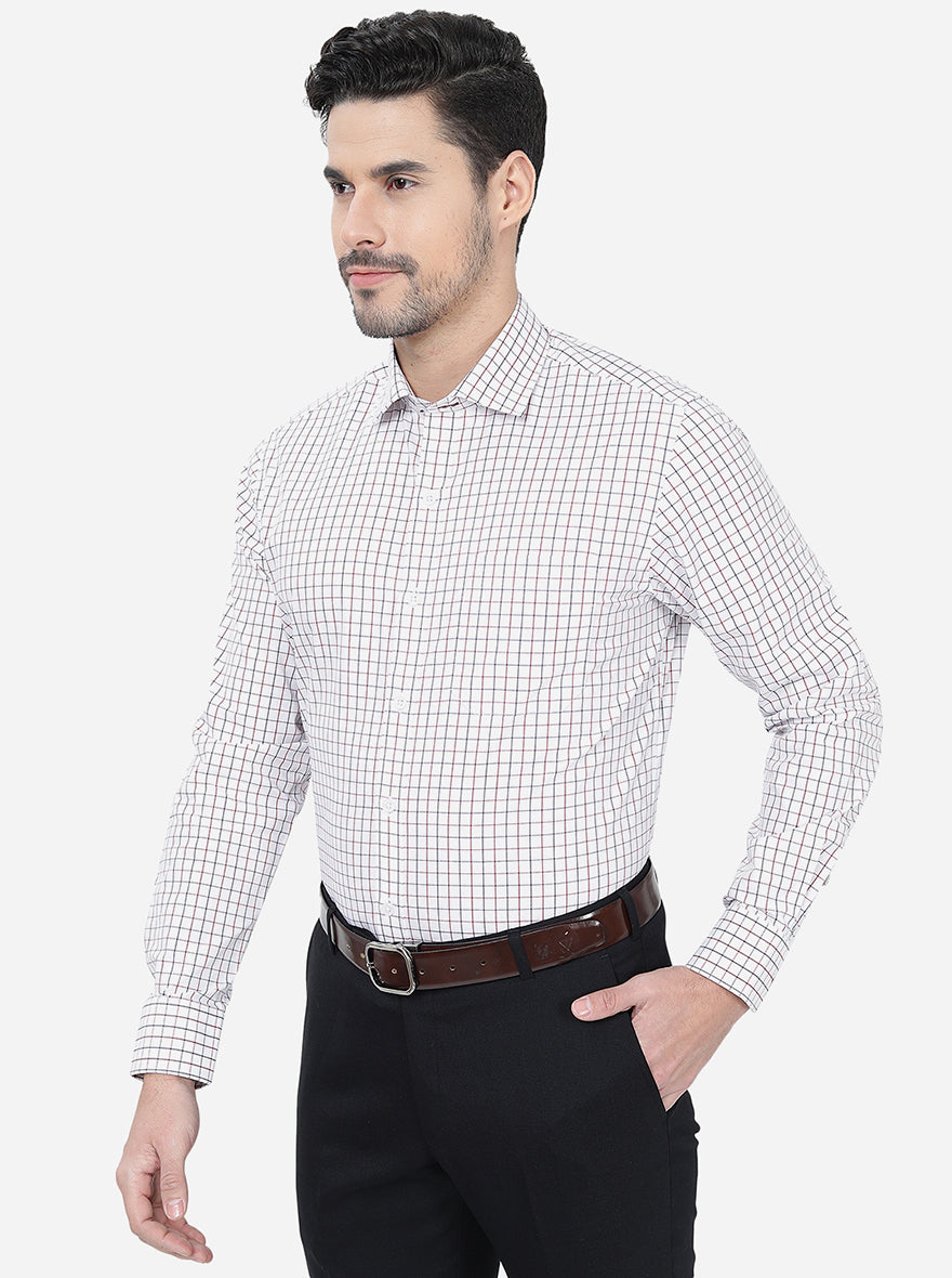 White Checked Slim Fit Formal Shirt | Greenfibre