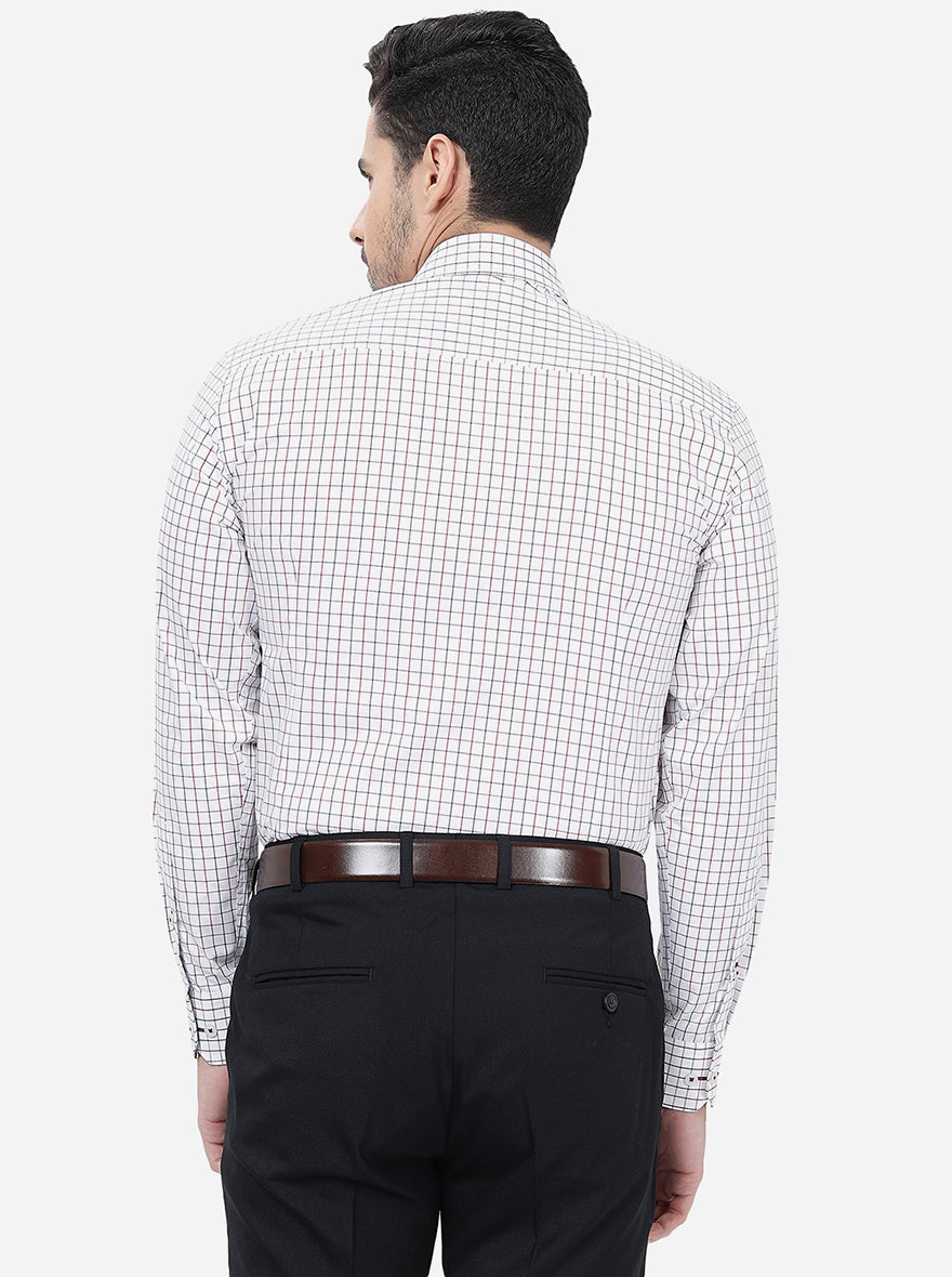 White Checked Slim Fit Formal Shirt | Greenfibre