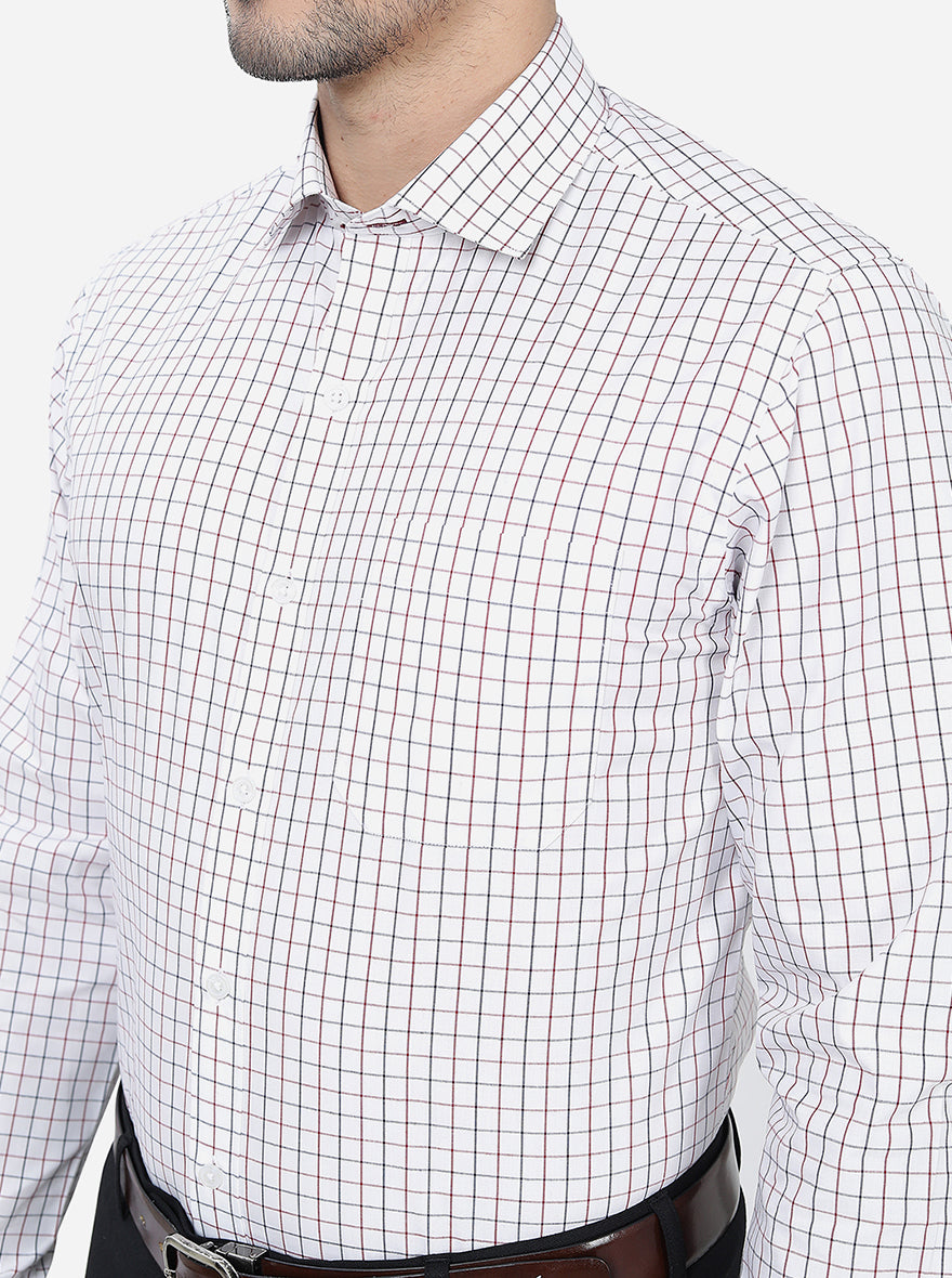 White Checked Slim Fit Formal Shirt | Greenfibre