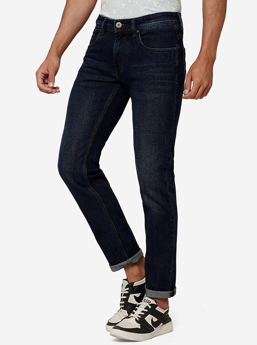 Indigo Blue Solid Narrow Fit Jeans | Greenfibre