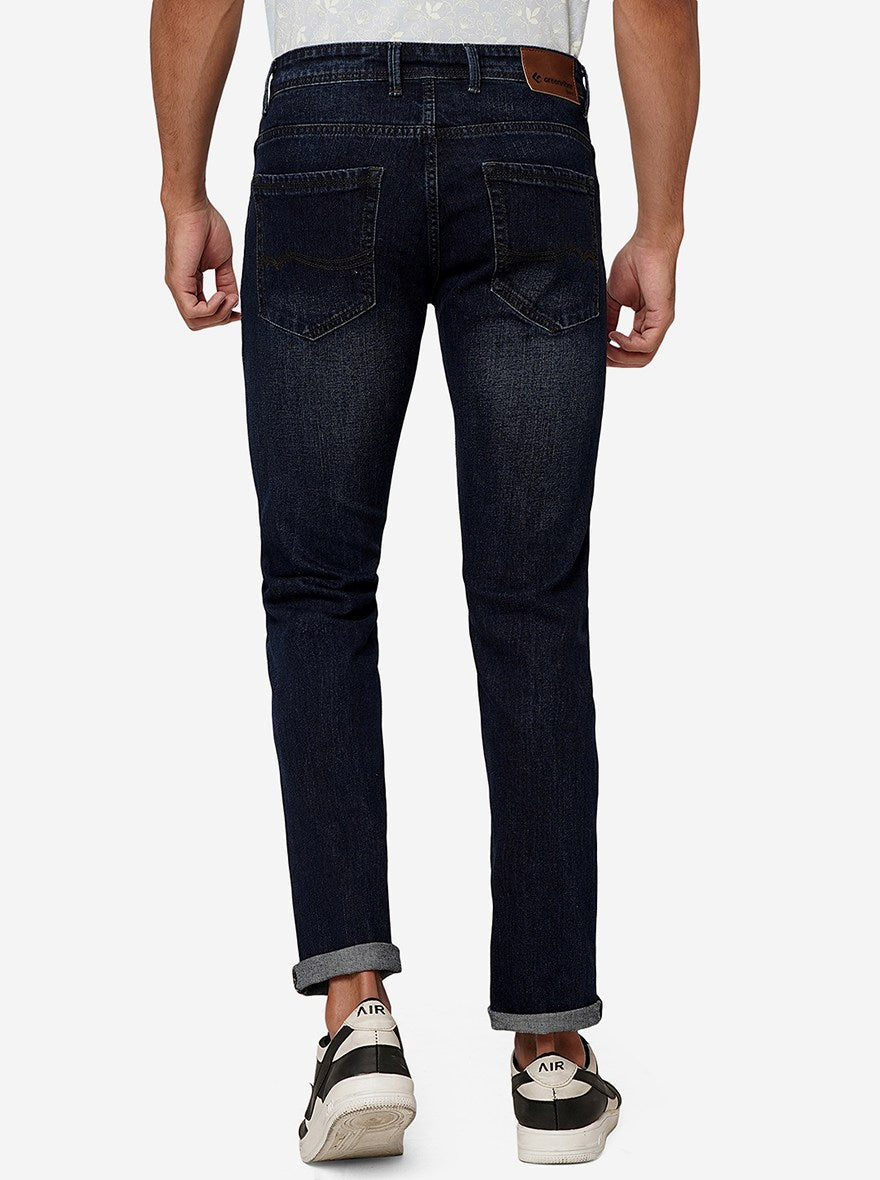 Indigo Blue Solid Narrow Fit Jeans | Greenfibre